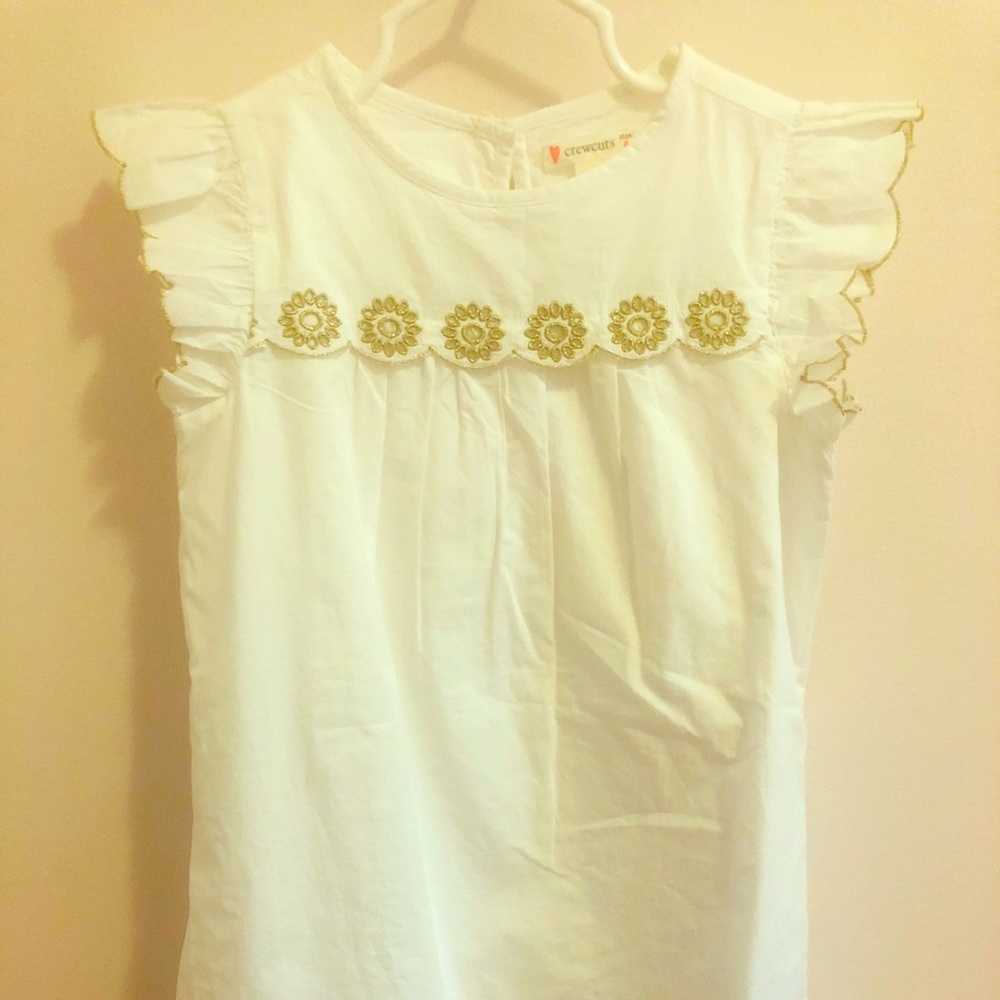 White Crewcuts Cotton Dress with Gold detail